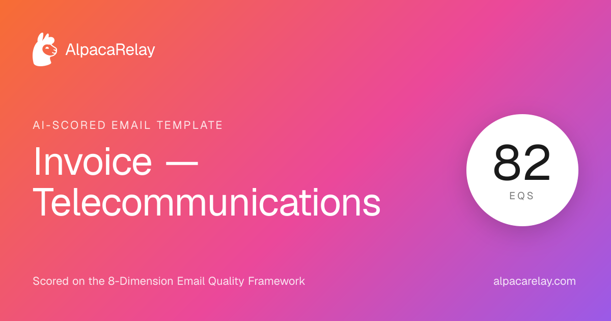 Invoice Email Template for Telecommunications | AlpacaRelay | AlpacaRelay